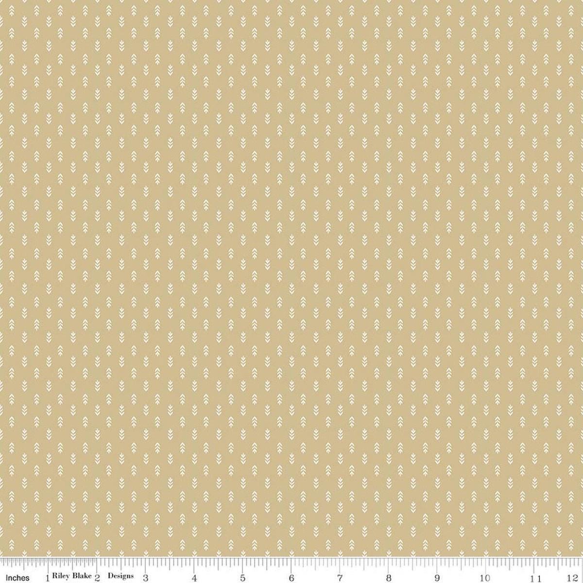 Image of Before the Blooms Mira Tea Dye quilting cotton fabric by Danelys Sidron for Riley Blake Designs. Features flowers on a beige background. Cute Little Fabric Shop.