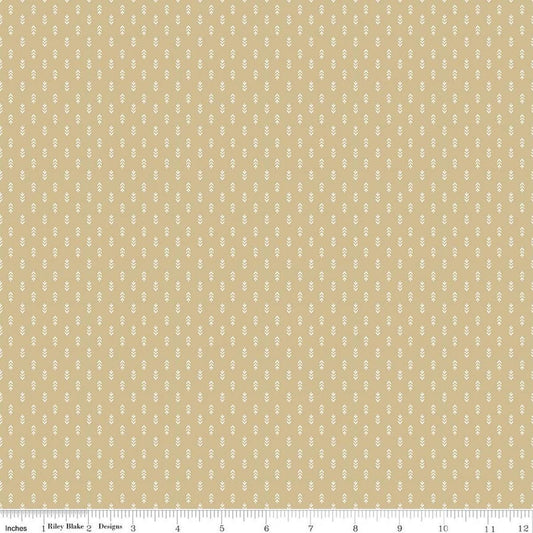 Image of Before the Blooms Mira Tea Dye quilting cotton fabric by Danelys Sidron for Riley Blake Designs. Features flowers on a beige background. Cute Little Fabric Shop.