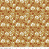 Image of Before the Blooms Florence Gold quilting cotton fabric by Danelys Sidron for Riley Blake Designs. Features flowers on a gold background. Cute Little Fabric Shop.