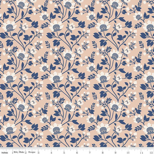 Image of Before the Blooms Florence Blush quilting cotton fabric by Danelys Sidron for Riley Blake Designs. Features flowers on a pink background. Cute Little Fabric Shop.