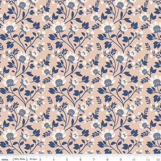 Image of Before the Blooms Florence Blush quilting cotton fabric by Danelys Sidron for Riley Blake Designs. Features flowers on a pink background. Cute Little Fabric Shop.