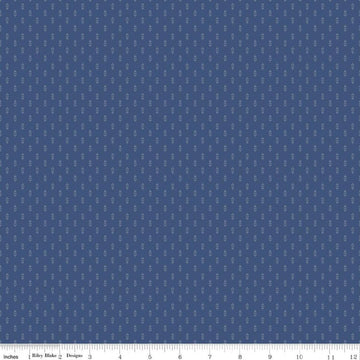 Image of Before the Blooms Mira Denim quilting cotton fabric by Danelys Sidron for Riley Blake Designs. Features flowers on a blue background. Cute Little Fabric Shop.