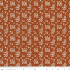Image of Before the Blooms Juniper Rust quilting cotton fabric by Danelys Sidron for Riley Blake Designs. Features flowers on an orange background. Cute Little Fabric Shop.