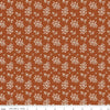Image of Before the Blooms Juniper Rust quilting cotton fabric by Danelys Sidron for Riley Blake Designs. Features flowers on an orange background. Cute Little Fabric Shop.