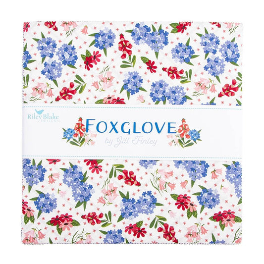 Foxglove 10" Stacker Floral Fabric - 10-18080-42 - 42-pieces Precut - Riley Blake Quilting Cotton Fabric