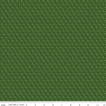 Image of Foxglove Tonal Floral Hunter quilting cotton fabric by Jill Finley for Riley Blake Designs. Features flowers on a green background. Cute Little Fabric Shop.