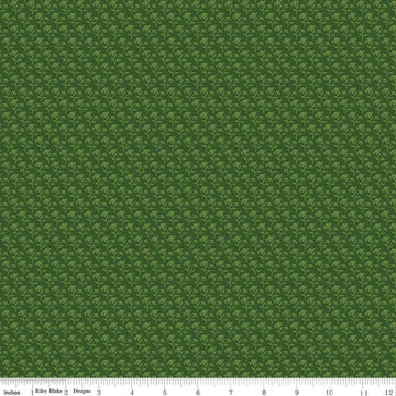 Image of Foxglove Tonal Floral Hunter quilting cotton fabric by Jill Finley for Riley Blake Designs. Features flowers on a green background. Cute Little Fabric Shop.