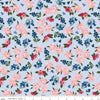 Image of Foxglove Main Blue quilting cotton fabric by Jill Finley for Riley Blake Designs. Features flowers on a blue background. Cute Little Fabric Shop.