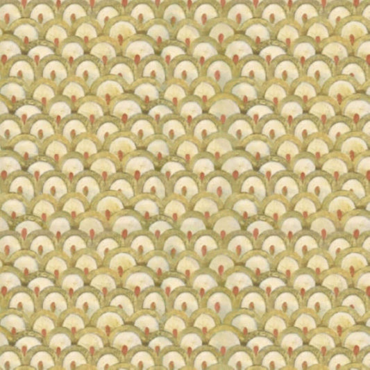 Owl Arabesque Scallop Geo Green Cream Geometric Fabric - 28585 - QT Fabrics Quilting Cotton Fabric