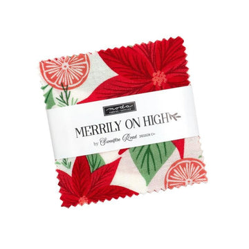Merrily On High Mini Charm Pack Christmas Fabric - 43210MC - 42-Piece Precut - Moda Fabrics Quilting Cotton Fabric