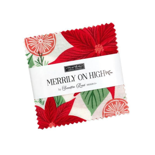 Merrily On High Mini Charm Pack Christmas Fabric - 43210MC - 42-Piece Precut - Moda Fabrics Quilting Cotton Fabric