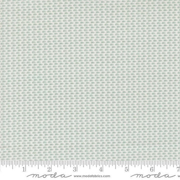 Image of Gathered Bonbons Lazy Leaf Home Town Sky quilting cotton fabric by Jen Kingwell for Moda Fabrics. Features tiny leaves on a blue background. Cute Little Fabric Shop.