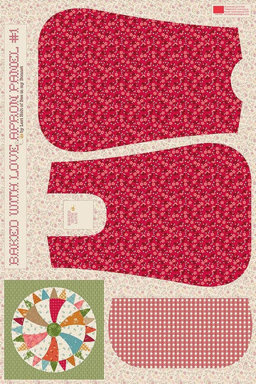 SALE Baked With Love Home Dec Apron Panel #1 Red Pattern Panel Fabric LARGE Canvas - HD18122 - Riley Blake Quilting Cotton Fabric
