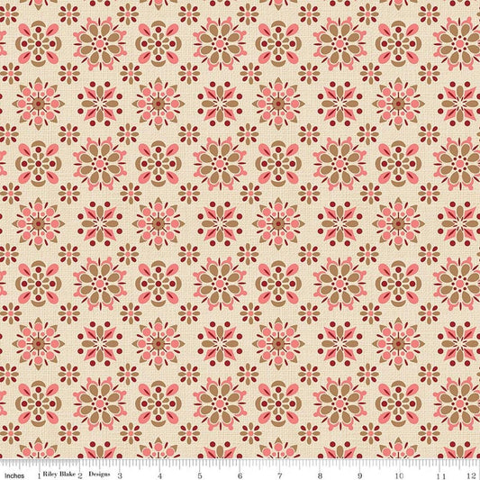 3-Yard-Cut - SALE Baked With Love Giving Linen Cream Floral Fabric 108" WIDE BACK - WB17805 - Riley Blake Quilting Cotton Fabric