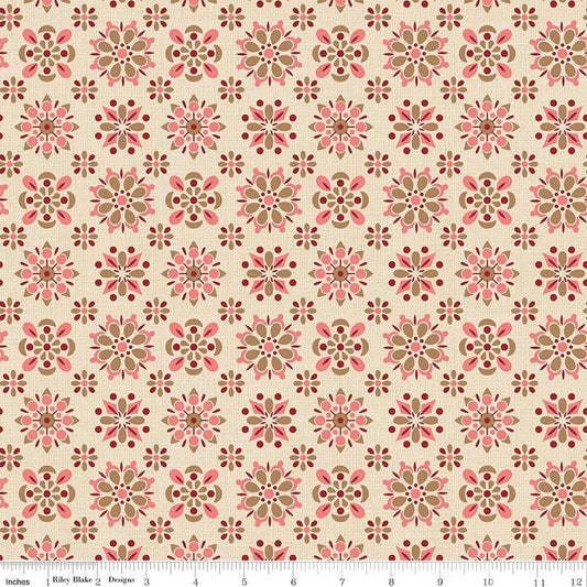 3-Yard-Cut - SALE Baked With Love Giving Linen Cream Floral Fabric 108" WIDE BACK - WB17805 - Riley Blake Quilting Cotton Fabric