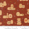 Image of Windfall Pumpkin Patches Rust quilting cotton fabric by Fancy That Design House for Moda Fabric. Features pumpkins on a red background. Cute Little Fabric Shop.