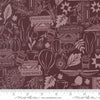 Image of Windfall Cozy Up Merlot quilting cotton fabric by Fancy That Design House for Moda Fabric. Features autumn icons on a purple background. Cute Little Fabric Shop.