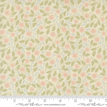 Image of Petalush Tapestry Lush quilting cotton fabric by Kiley's Quilt Room for Moda Fabrics. Features flowers on a cream background. Cute Little Fabric Shop.