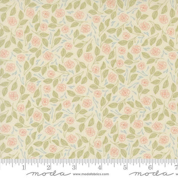 Image of Petalush Tapestry Lush quilting cotton fabric by Kiley's Quilt Room for Moda Fabrics. Features flowers on a cream background. Cute Little Fabric Shop.