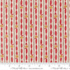 Image of When Snow Falls Jingle Bell Stripes Snowy White quilting cotton fabric by Deb Strain for Moda Fabrics. Features stripes on a cream and red background. Cute Little Fabric Shop.