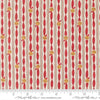 Image of When Snow Falls Jingle Bell Stripes Snowy White quilting cotton fabric by Deb Strain for Moda Fabrics. Features stripes on a cream and red background. Cute Little Fabric Shop.
