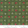 Image of When Snow Falls Tiny Birds in Wreaths Evergreen quilting cotton fabric by Deb Strain for Moda Fabrics. Features birds on a green background. Cute Little Fabric Shop.