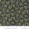Image of When Snow Falls Winter Greenery Night Sky quilting cotton fabric by Deb Strain for Moda Fabrics. Features leaves on a blue background. Cute Little Fabric Shop.