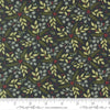 Image of When Snow Falls Winter Greenery Night Sky quilting cotton fabric by Deb Strain for Moda Fabrics. Features leaves on a blue background. Cute Little Fabric Shop.