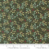 Image of When Snow Falls Winter Greenery Holly quilting cotton fabric by Deb Strain for Moda Fabrics. Features leaves on a green background. Cute Little Fabric Shop.
