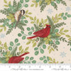 Image of When Snow Falls Winter Birds Snowy White quilting cotton fabric by Deb Strain for Moda Fabrics. Features leaves and birds on a cream background. Cute Little Fabric Shop.