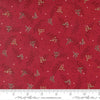 Image of When Snow Falls Tossed Greenery Berry Red quilting cotton fabric by Deb Strain for Moda Fabrics. Features leaves on a red background. Cute Little Fabric Shop.