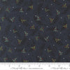 Image of When Snow Falls Tossed Greenery Night Sky quilting cotton fabric by Deb Strain for Moda Fabrics. Features leaves on a blue background. Cute Little Fabric Shop.