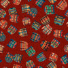 Image of Christmas Party Animals Sweater Toss Brick quilting cotton fabric by Morris Creative Group for QT Fabrics. Features sweaters on a red background. Cute Little Fabric Shop.