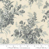 Image of Breathtaking Blues Bouquets Porcelain quilting cotton fabric by 3 Sisters for Moda Fabrics. Features flowers on a cream background. Cute Little Fabric Shop.