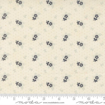 Image of Breathtaking Blues Little Flower Porcelain quilting cotton fabric by 3 Sisters for Moda Fabrics. Features flowers on a cream background. Cute Little Fabric Shop.