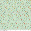 Image of Cotton Nook Pretty Mint quilting cotton fabric by Minki Kim for Riley Blake Designs. Features flowers on a green background. Cute Little Fabric Shop.