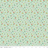 Image of Cotton Nook Pretty Mint quilting cotton fabric by Minki Kim for Riley Blake Designs. Features flowers on a green background. Cute Little Fabric Shop.