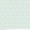 Image of Cotton Nook Flowers Bleached Denim quilting cotton fabric by Minki Kim for Riley Blake Designs. Features flowers on a blue background. Cute Little Fabric Shop.