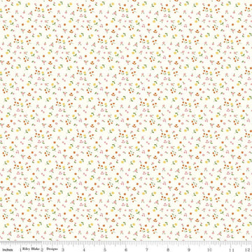 Image of Cotton Nook Flowers Vintage White quilting cotton fabric by Minki Kim for Riley Blake Designs. Features flowers on a white background. Cute Little Fabric Shop.
