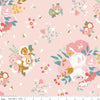 Image of Cotton Nook Main Blush quilting cotton fabric by Minki Kim for Riley Blake Designs. Features flowers on a pink background. Cute Little Fabric Shop.