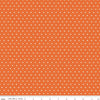 Image of Cotton Nook Dots Orange quilting cotton fabric by Minki Kim for Riley Blake Designs. Features polka dots on an orange background. Cute Little Fabric Shop.