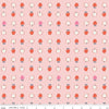 Image of Cotton Nook Apples Pink quilting cotton fabric by Minki Kim for Riley Blake Designs. Features apples on a pink background. Cute Little Fabric Shop.
