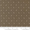 Image of Butternut and Sage Autumn Trellis Earth quilting cotton fabric by Fig Tree Co for Moda Fabrics. Features a geometric pattern on a gray brown background. Cute Little Fabric Shop.