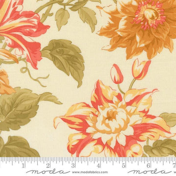 Image of Butternut and Sage Harvest Floral Cream quilting cotton fabric by Fig Tree Co for Moda Fabrics. Features flowers on a cream background. Cute Little Fabric Shop.
