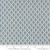 Image of Butternut and Sage Cobblestone Dusk quilting cotton fabric by Fig Tree Co for Moda Fabrics. Features a geometric pattern on a blue background. Cute Little Fabric Shop.