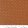 Image of Butternut and Sage Pindot Cinnamon quilting cotton fabric by Fig Tree Co for Moda Fabrics. Features polka dots on a brown background. Cute Little Fabric Shop.