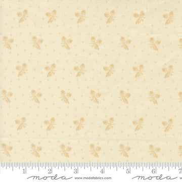 Image of Butternut and Sage Acorn Medley Cream quilting cotton fabric by Fig Tree Co for Moda Fabrics. Features acorns and dots on a cream background. Cute Little Fabric Shop.