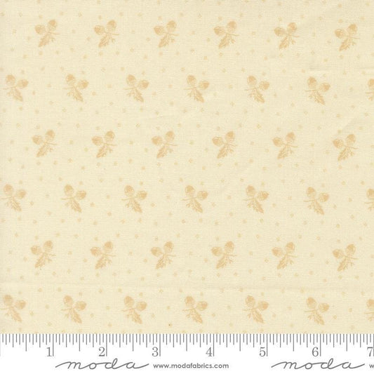 Image of Butternut and Sage Acorn Medley Cream quilting cotton fabric by Fig Tree Co for Moda Fabrics. Features acorns and dots on a cream background. Cute Little Fabric Shop.