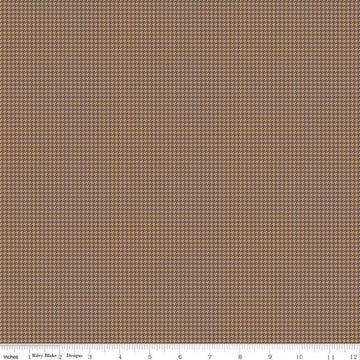 Image of Cozy Autumn Houndstooth Tea Dye quilting cotton fabric by Beverly McCullough for Riley Blake Designs. Features houndstooth on a brown background. Cute Little Fabric Shop.