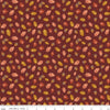 Image of Cozy Autumn Acorns & Oak Leaves Dark Rust quilting cotton fabric by Beverly McCullough for Riley Blake Designs. Features leaves and acorns on a brownish red background. Cute Little Fabric Shop.